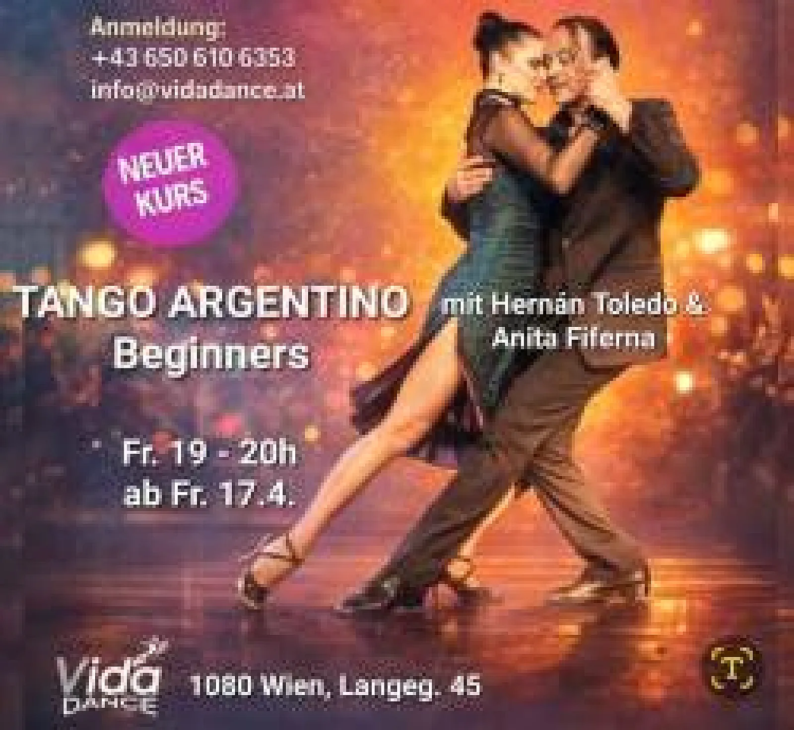 Tango Arg. INTRO for BEGINNERS:INNERS and the curious with Anita Fiferna & Hernán Toledo